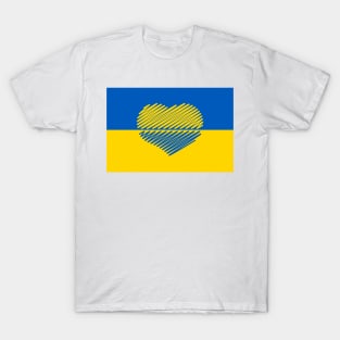 Ukraine Flag With Heart (Blue - Yellow) T-Shirt